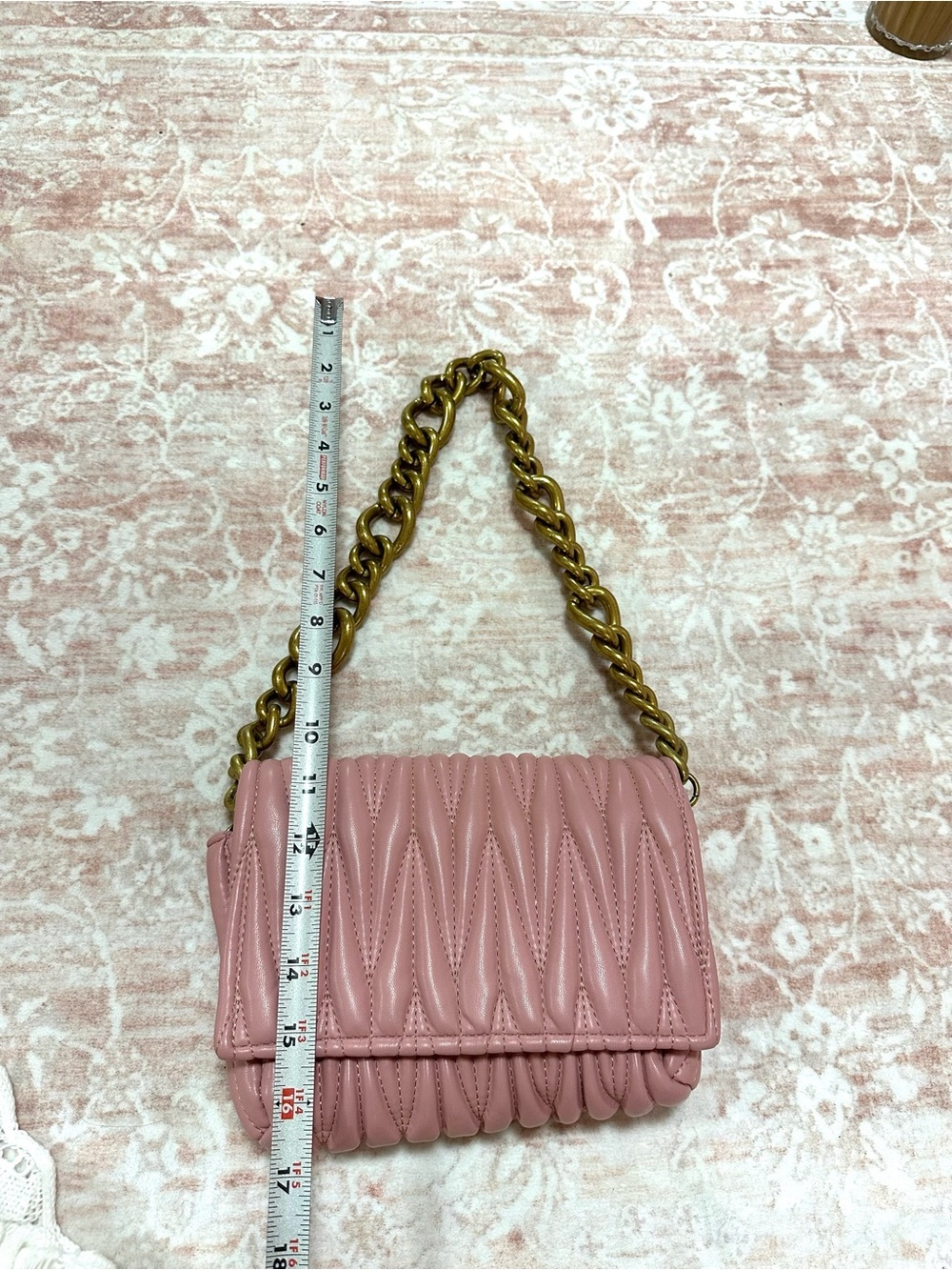 Quilted Leather ⚜️ Pink Golden Chain Bag - Picture 12 of 12